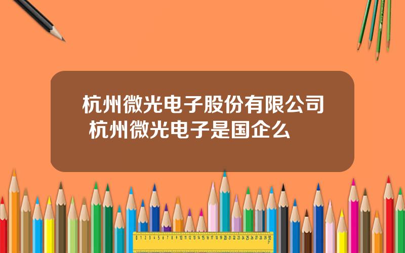 杭州微光电子股份有限公司 杭州微光电子是国企么